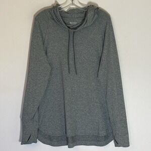 Athleta Sweatshirt Womens XL Gray Hooded Drawstring Cuff Thumb Holes Athleisure
